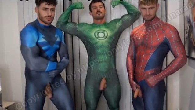 FitNard, MrMuscle, and DaanMr jerk off while in costumes - JustTheGays.com - Stream the newest and hottest gay videos for free from your favorite performers from OnlyFans, Just for Fans, and 4myfans